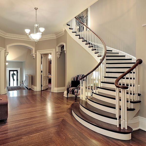 Grand entryway and staircase of an Atlanta house being freshly painted by Dixon Painting