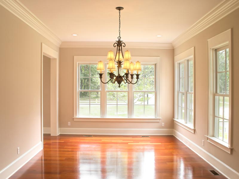 An after image of a dining room where the team installed crown molding in Atlanta and Roswell, GA