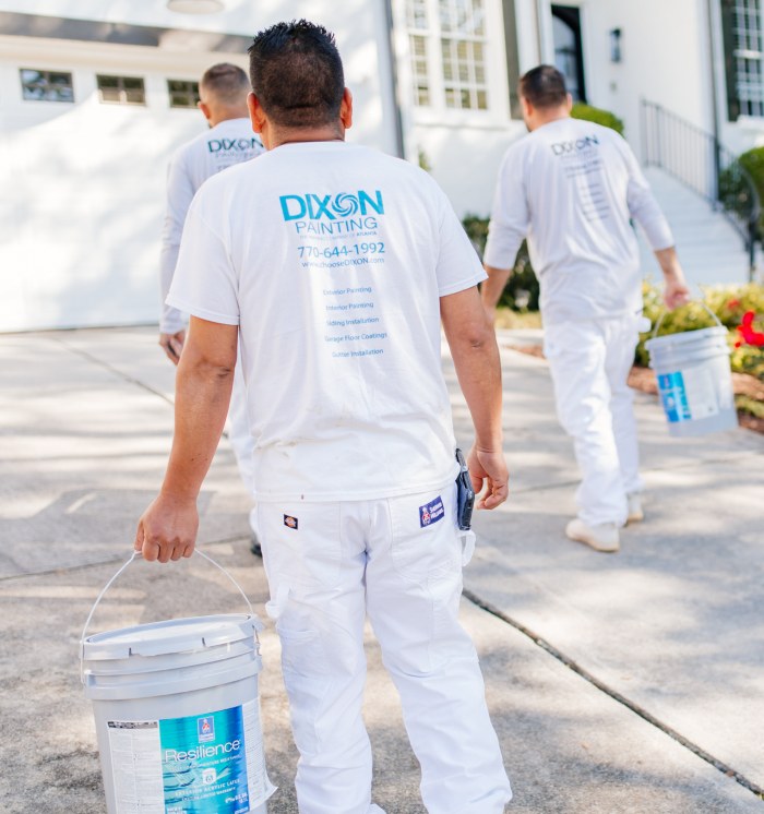 Dixon Painting's expert sanding the wood in Atlanta and Marietta, GA