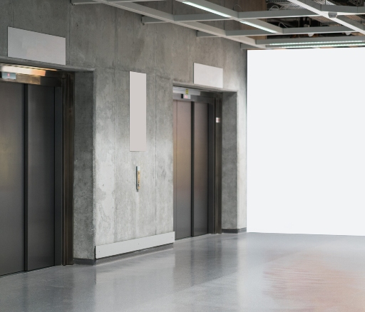 Modern elevator lobby with Concrete Floor Polished in Atlanta, GA